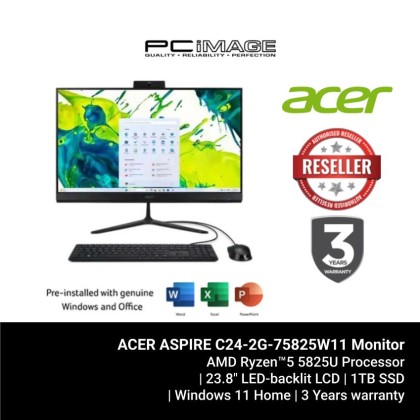 ACER ASPIRE C24-2G-75825W11/R7-5825U/32GB D4-3200/1TB G4/RADEON/23.8" NT/W11H/HOME24/3YW (WL KB+M)