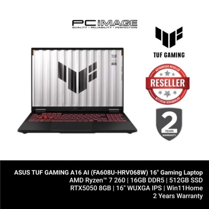 ASUS TUF GAMING A16 AI (FA608U-HRV068W) GeForce RTX&trade; 5050 8GB (R7-260, 16GB DDR5, 512GB SSD,16" FHD 165Hz, Win11H, 2YW, Jaeger Grey)