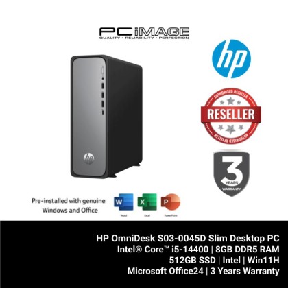HP OmniDesk S03-0045D Slim Desktop PC (i5-14400, 8GB DDR5, 512GB SSD, Intel, Win11H, OfficeHome24, Win11H, 3YW)