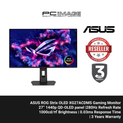 Asus ROG Strix OLED XG27ACDMS 27" 26.5-inch QHD (2560 x 1440) QD-OLED GAMING MONITOR | 280 HZ | 0.03 Response Time| Ai Technology