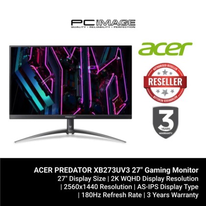 ACER PREDATOR XB273UV3 27"/2560X1440/1MS/180HZ/HDMI/DP/IPS/3YW Gaming Monitor