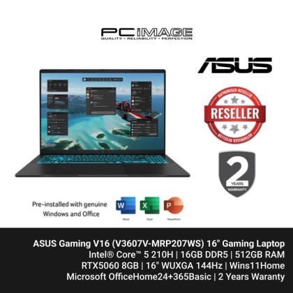 ASUS Gaming V16 (V3607V-MRP207WS) C5-210H, 16GB DDR5, 512GB SSD, RTX5060 8GB, 16" WUXGA 144Hz, Win11H, OfficeHome24+365 Basic, 2YW, Black