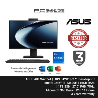 ASUS AIO V470VA-TBPF042WS 27"/i7-13620H/16GB RAM/1TB SSD/OfficeHNS24+365Basic/Win11H/3YW Desktop PC [ TNG RM80 ]