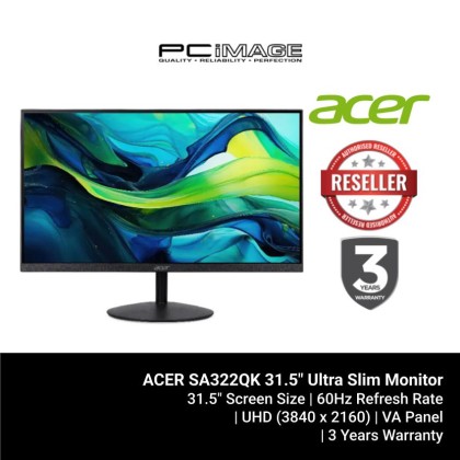 ACER ULTRA SLIM SA322QK 31.5"/3840X2160/4MS/60HZ/HDMI/DP/SPK/VA/3YW Monitor ACER ULTRA SLIM SA322QK 31.5"/3840X2160/4MS/60HZ/HDMI/DP/SPK/VA/3YW Monitor