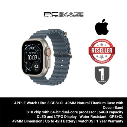 [ PRE-ORDER] APPLE Watch Ultra 3 GPS+CL 49MM Natural Titanium Case with Ocean Band