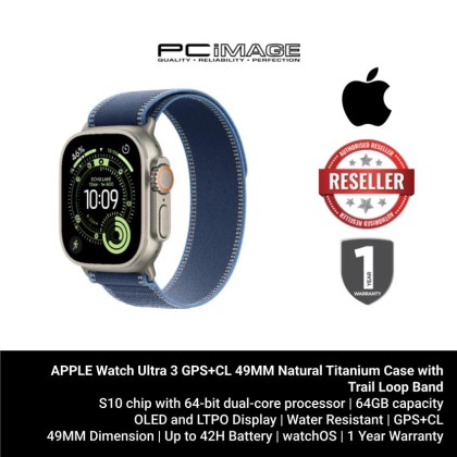 [ PRE-ORDER] APPLE Watch Ultra 3 GPS+CL 49MM Natural Titanium Case with Trail Loop Band