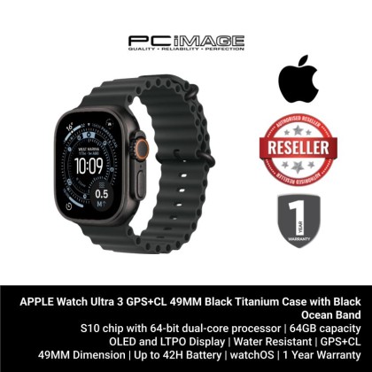 [ PRE-ORDER] APPLE Watch Ultra 3 GPS+CL 49MM Black Titanium Case with Ocean Band