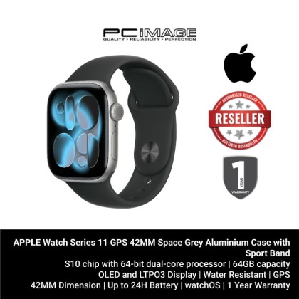 [ PRE-ORDER] APPLE Watch Series 11 GPS 42MM Space Grey Aluminium Case with Sport Band