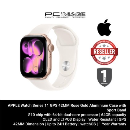 [ PRE-ORDER] APPLE Watch Series 11 GPS 42MM Rose Gold Aluminium Case with Sport Band
