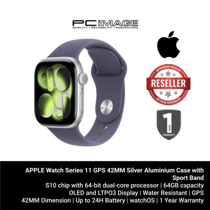 [ PRE-ORDER] APPLE Watch Series 11 GPS 42MM Silver Aluminium Case with Sport Band