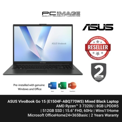 ASUS VivoBook Go 15 (E1504F-ABQ770WS) R3-7320U/8GB/512GB/15.6"FHD/SSD/ATI/W11/HS+M365/2YW Mixed Black 