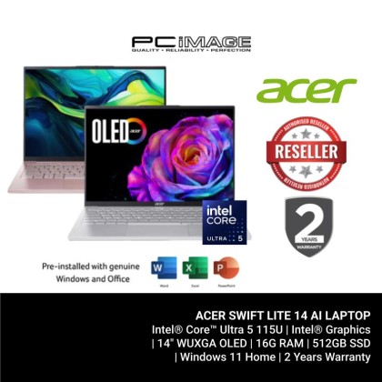 ACER SWIFT LITE 14 AI SFL14-54M-51GA/56QN CORE ULTRA 5 115U/16GB D5(OB)/512GB G4/INTEL/14" WUXGA OLED/W11H/HOME24/2YW(1STYITW) Laptop