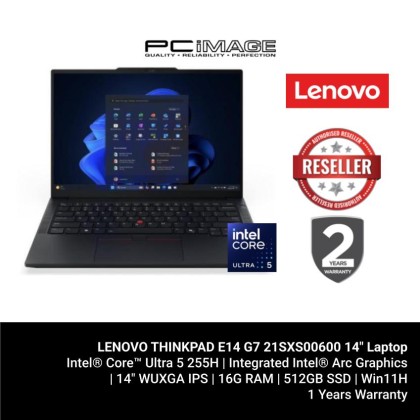 LENOVO THINKPAD E14 G7 21SXS00600 CORE ULTRA 5 225H/16GB D5-5600/512GB G4/INTEL/14" WUXGA/W11 PRO/1YW ONSITE/BACKLIT/BLACK LAPTOP