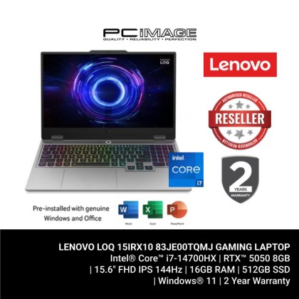 LENOVO LOQ 15IRX10 83JE00TQMJ/I7-14700HX/16GB D5-5600/512GB G4(EXTRA G4)/RTX5050 8GB/15.6" FHD 144HZ/W11H/HOME24+AI NOW/2YWPC/24-ZONE RGB BACKLIT/LUNA GREY GAMING LAPTOP LENOVO LOQ 15IRX10 83JE00TQMJ/I7-14700HX/16GB D5-5600/512GB G4(EXTRA G4)/RTX5050 8GB/15.6" FHD 144HZ/W11H/HOME24+AI NOW/2YWPC/24-ZONE RGB BACKLIT/LUNA GREY GAMING LAPTOP