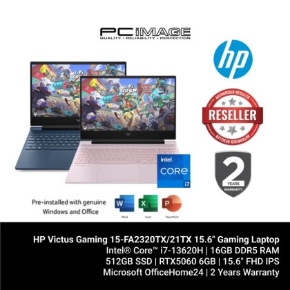 HP Victus Gaming 15-FA2320TX/21TX 15.6" Gaming Laptop (i7-13620H, 16GB DDR5, 512GB SSD, RTX5060 6GB, 15.6" FHD 144Hz, Win11H,OfficeHOME24,2YW)