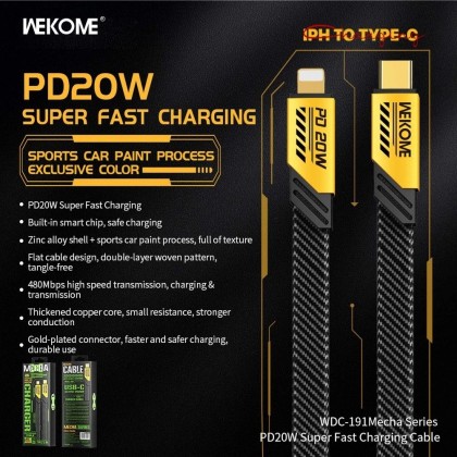 WEKOME WDC-191 MECHA SERIES PD20W TYPE-C TO LIGHTNING SUPER FAST CHARGING CABLE - 6MW WEKOME WDC-191 MECHA SERIES PD20W TYPE-C TO LIGHTNING SUPER FAST CHARGING CABLE - 6MW
