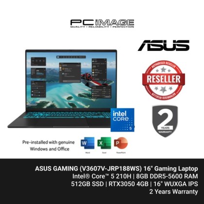 ASUS GAMING (V3607V-JRP188WS) C5-210H, 8GB DDR5, 512GB SSD, RTX3050 4GB, 16" WUXGA 144Hz, Win11H, 2YW, Matte Black