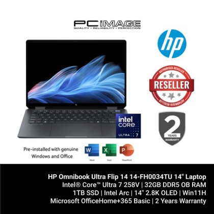 HP Omnibook Ultra Flip 14 14-FH0034TU (U7 258V, 32GB DDR5, 1TB SSD, Intel Arc, 14" 2.8K OLED Touch, Win11H, OfficeHNS+Basic365, Grey, 2YW,) HP Omnibook Ultra Flip 14 14-FH0034TU (U7 258V, 32GB DDR5, 1TB SSD, Intel Arc, 14" 2.8K OLED Touch, Win11H, OfficeHNS+Basic365, Grey, 2YW,)