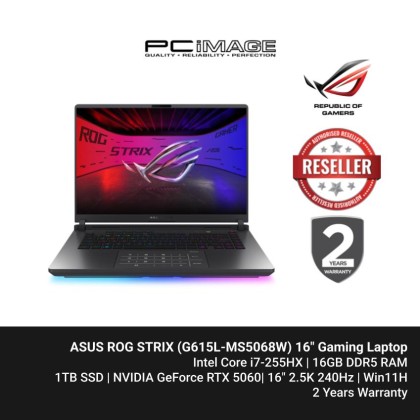 ASUS ROG STRIX G615L-MS5068W U7 255HX/RTX 5060/DDR5 16GB/1TB/240HZ/Eclipse Gray/2YW