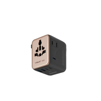 MOMAX UA27 1-WORLD2 35W GAN TRAVEL ADAPTER DUAL 2YW/BLACK