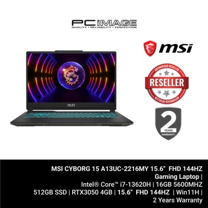 MSI CYBORG 15 A13UC-2216MY 15.6" FHD 144HZ Gaming Laptop/intel® Core™ i7-13620H/16GB 5600MHZ/512GB SSD/RTX3050 4GB/W11/2YW 