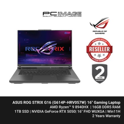 ASUS ROG STRIX G16 G614P-HRV057W A9-8940HX/16GB DDR5/1TB/RTX5050 8GB/16" FHD 165HZ/W11/2YW WITH 1 YEAR ADP/ECLIPSE GRAY