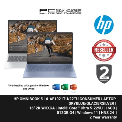 HP OMNIBOOK 5 16-AF1021TU/22TU/ULTRA 5-225U/16GB/512GB G4/INTEL/16" 2K WUXGA/W11H/HOME24/SKYBLUE/GLACIER SILVER/2YW