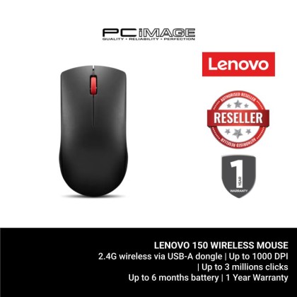 LENOVO 150 WIRELESS MOUSE/BLACK/1YW