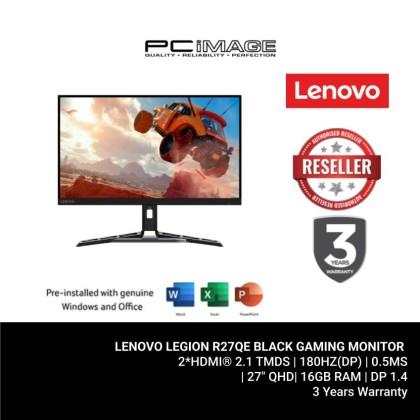 LENOVO LEGION R27QE/27" QHD/180HZ(DP)/0.5MS/2*HDMI® 2.1 TMDS/DP 1.4/BLACK/3YW LENOVO LEGION R27QE/27" QHD/180HZ(DP)/0.5MS/2*HDMI® 2.1 TMDS/DP 1.4/BLACK/3YW