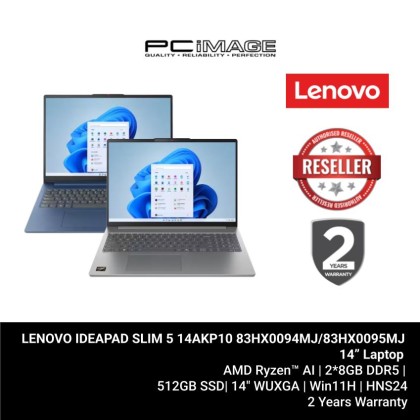 LENOVO IDEAPAD SLIM 5 14AKP10 83HX0094MJ/83HX0095MJ/R5 330 AI/2*8GB DDR5/512GB/14" WUXGA/W11H/HOME24/2YWPC