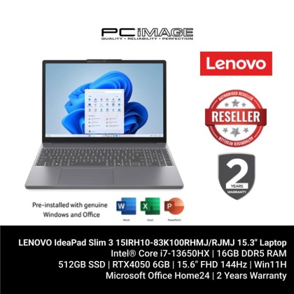 LENOVO IdeaPad Slim 3 15IRH10-83K100RHMJ/RJMJ 15.3" Laptop (i7-13620H, 16GB DDR5, 512GB SSD, Intel UHD, 15.3" WUXGA 60HZ, Win11H, OfficeHome24, 2YW)