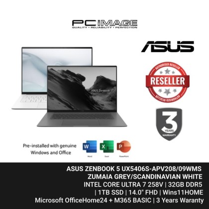 ASUS ZENBOOK 5 UX5406S-APV208/09WMS CORE ULTRA 7 258V/Intel UMA/32GB/1TB SSD/14.0/OLED/W11/OFFICE HOME 24+M365 BASIC/3YW