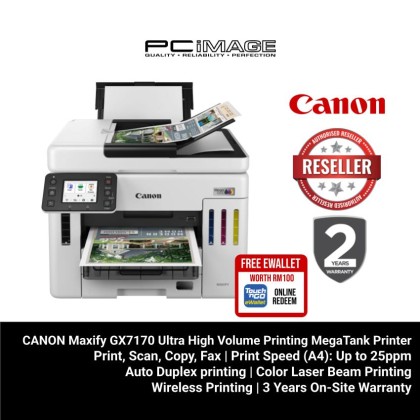 CANON MAXIFY GX7170 Ultra High Volume Printing MegaTank Printer + FREE RM100 TNG