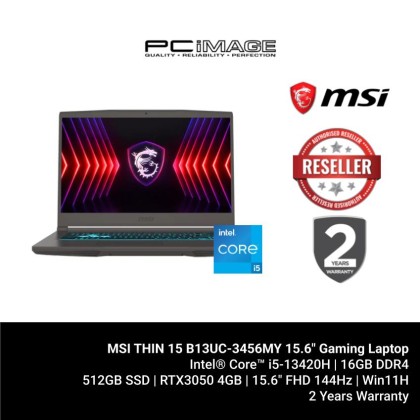 MSI THIN 15 B13UC-3456MY I5-13420H/16GB/512GB SSD/RTX3050 4GB/15.6" FHD 144HZ/W11H/HOME24/COSMOS GRAY/2YW