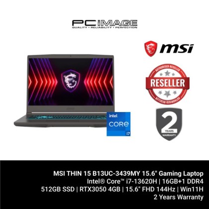 MSI THIN 15 B13UC-3439MY I7-13620H/16GB512GB SSD/RTX3050 4GB/15.6" FHD 144HZ/W11H/HOME24/COSMOS GRAY/2YW