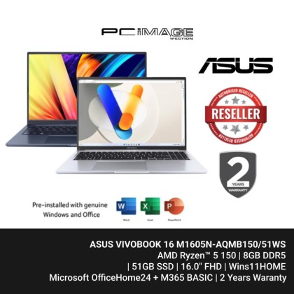 ASUS VIVOBOOK 16 M1605N-AQMB150/51WS AMD Ryzen™ 5 150/8GB DDR5/512GB SSD/16.0" FHD/W11H/2YW