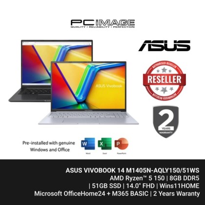 ASUS VIVOBOOK 14 M1405N-AQLY150/51WS AMD Ryzen™ 5 150/8GB DDR5/512GB SSD/14.0" FHD/W11H/2YW 