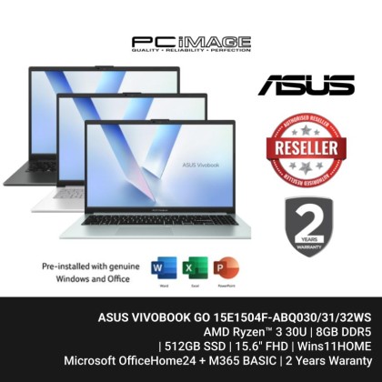 ASUS VIVOBOOK GO E1504F-ABQ030/31/32WS 15.6" CONSUMER LAPTOP R3 30/8GB DDR5/512GB SSD/14.0" FHD/W11H/OFFICE HOME 24(MY)+M365 BASIC/2YW 