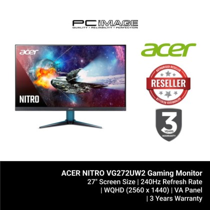 ACER NITRO VG272UW2 Gaming Monitor 27"/IPS/2K/240HZ/0.5MS/400NITS/HDMI2.1/DP/SPK/3YW