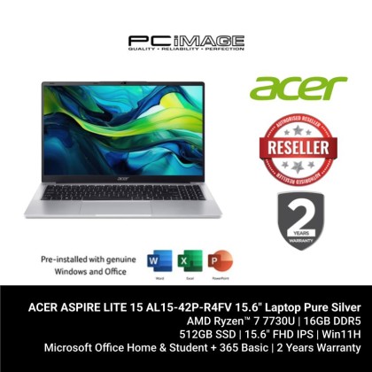 ACER ASPIRE LITE 15 AL15-42P-R4FV R7-7730U/16GB D4/512GB G4/RADEON/15.6" FHD/HOME24/W11H/PURE SILVER/2YW