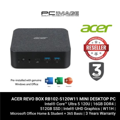 ACER REVO BOX RB102-5120W11 CORE 5 120U/16GB D4/512GB G4/W11H/HOME24+M365B/BLACK/3YW