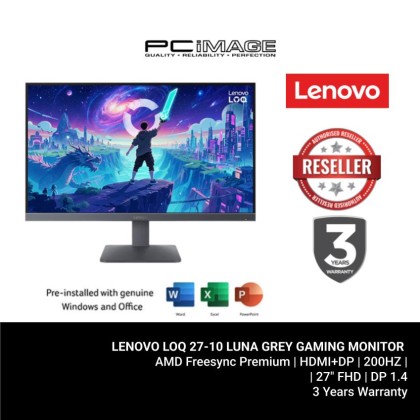 LENOVO LOQ 27-10 GAMING MONITOR  AMD Freesync Premium/HDMI+DP/200HZ/27" FHD/DP 1./LUNA GREY/3YW