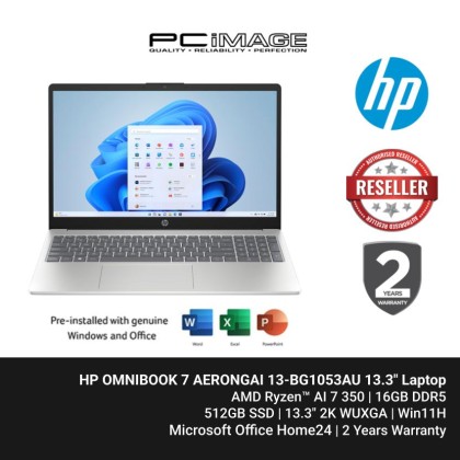 HP OMNIBOOK 7 AERONGAI 13-BG1053AU RYZEN AI 7 350/16GB/512GB G/13.3" 2K WUXGA/W11H/HOME24/GLACIER SILVER/2YW
