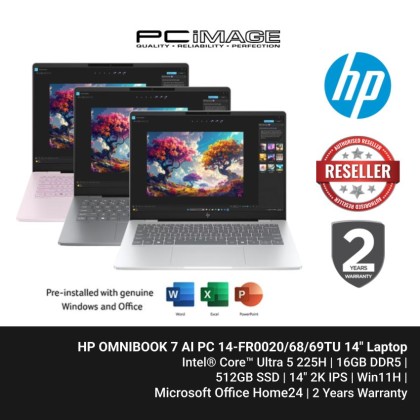 HP OMNIBOOK 7 AI PC 14-FR0020/68/69TU INTEL CORE ULTRA 5-225U/16GB/512GB G4/14" 2K IPS/W11H/HOME24/2YW