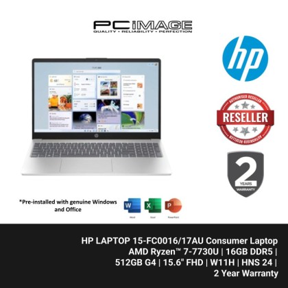 HP LAPTOP 15-FC0016/17AU R7-7730U/16GB/512GB SSD/15.6" FHD/W11H/HOME24/2YW