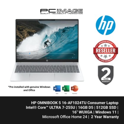 HP OMNIBOOK 5 16-AF1024TU ULTRA 7-255U/16GB/512GB G4/16" WUXGA/W11H/HOME24/SILVER/2YW