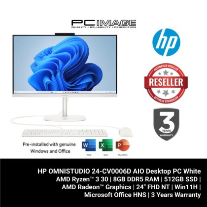 HP OMNISTUDIO 24-CV0006D RYZEN 3 30/8GB/512GB/24" FHD NT/W11H/HOME24/WHITE/3YW