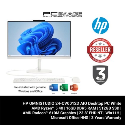 HP OMNISTUDIO 24-CV0012D RYZEN 5 40/16GB/512GB G4/23.8" FHD NT/W11H/HOME24/WHITE/3YW
