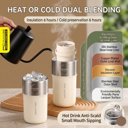 CEOOL GC-ZK37B 400ML MINI BLENDER/26 BLADES/VOLTAGE 7.4V/20S - BLACK 3MW