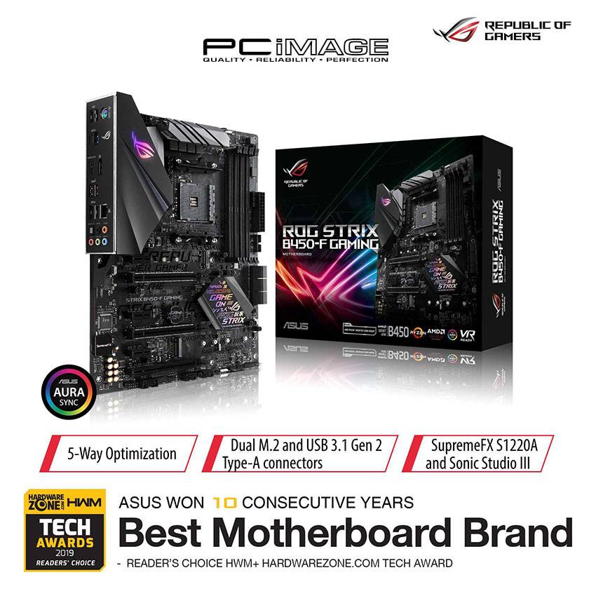 Asus Rog Strix B450 F Gaming Amd Socket Am4 Motherboard Pc Image
